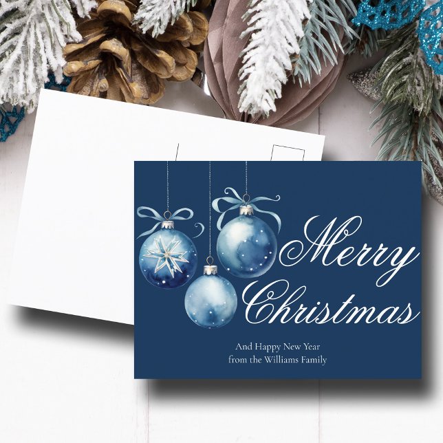 Anpassade chic Blue God jul Ornaments Helg Vykort (Skapare uppladdad)