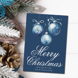 Anpassade chic Blue God jul Ornaments Julkort