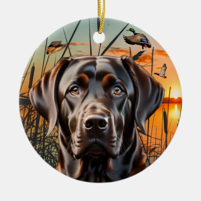 Anpassade Chocolate Labrador Ornament (Framsidan)
