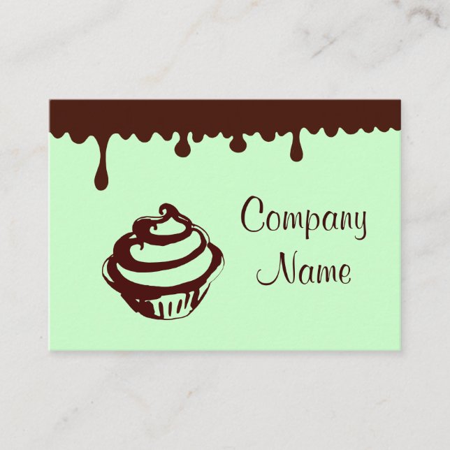 Anpassade chokladcupcake-visitenkort för Mint Visitkort (Framsida)