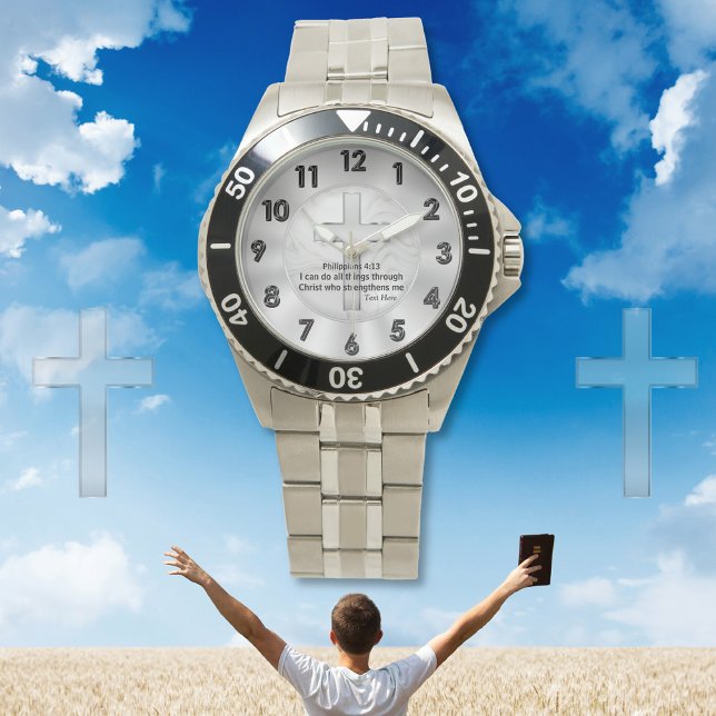 Anpassade Christian Bible Verse Wrist Watch Armbandsur (Christian Wrist Watches. Religious wrist watches are, wonderful, gifts for Pastors. Religious Watch.)