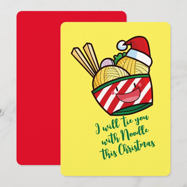 Anpassade christmas noodle-tecknad inbjudningar (Fram/baksida)