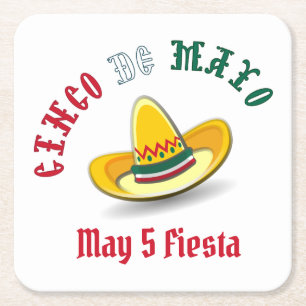 Anpassade Cinco de Mayo May 5 Fiesta Underlägg Papper Kvadrat