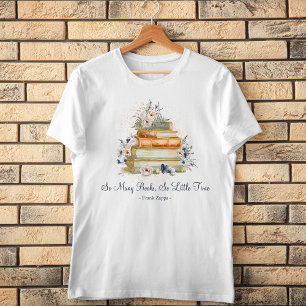 Anpassade Citat Böcker Vintage Beige Blå Rosor Vit T Shirt