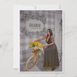 Anpassade City Namn Bicycle Art - Vintage Stil Julkort