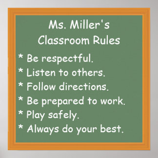 Anpassade Classroom Regler Poster