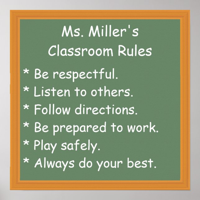 Anpassade Classroom Regler Poster (Framsidan)