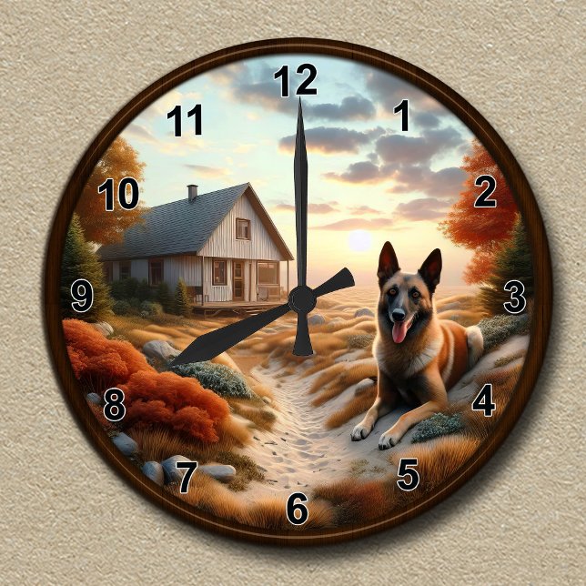 Anpassade Clock med belgisk malinois Rund Klocka (Skapare uppladdad)