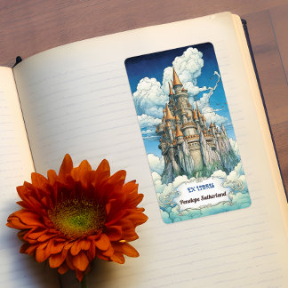 Anpassade Cloud Castle Bookplate Fraktsedel