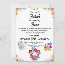 Anpassade Colorful Födelsedagsfest inbjudan