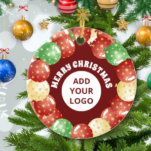Anpassade Company Logotyp, julballar, röd Julgransprydnad Keramik
