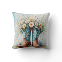 Anpassade Cowgirl Dekorativ kudde | Bouquet Boots
