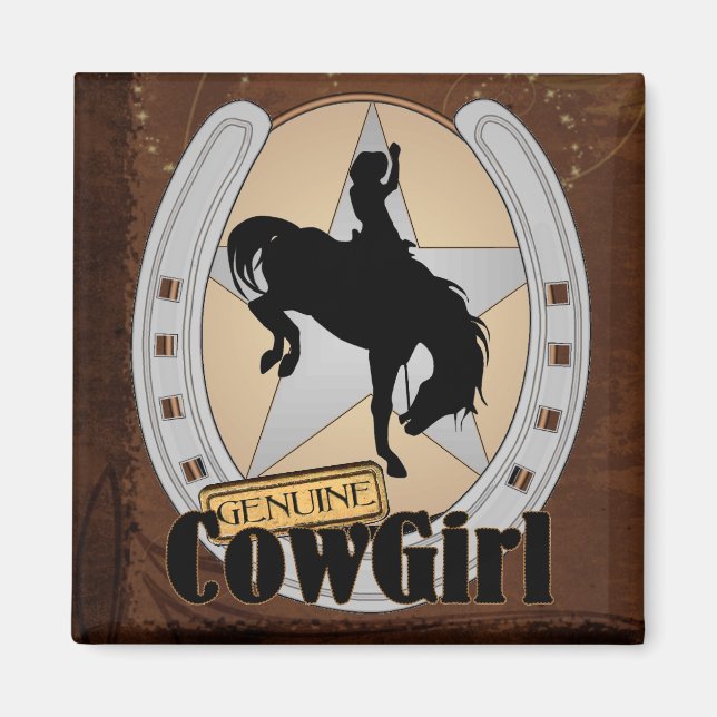 Anpassade Cowgirl Rodeo Magnet (Framsidan)