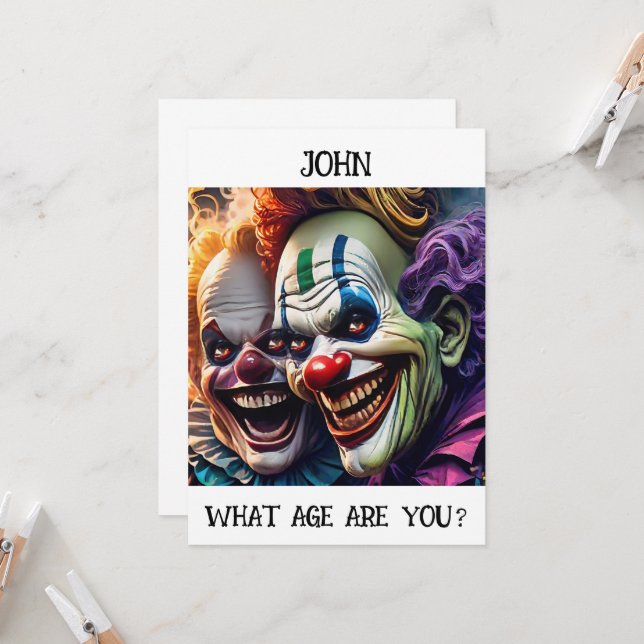 Anpassade Creepy Clowns Birthday Card (Fram/Back In Situ)