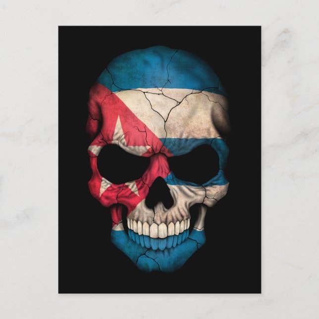 Anpassade Cuban Flagga Skull Vykort (Framsida)