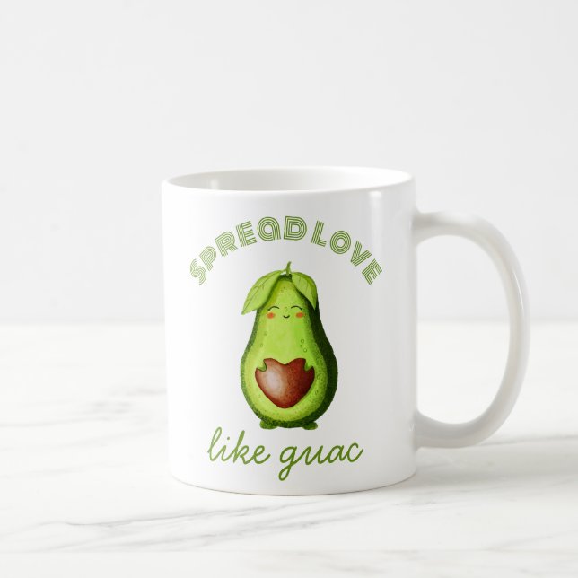 Anpassade Cute Avocado, handdragen originalkonst Kaffemugg (Höger)