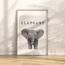 Anpassade Cute Baby Elephant Kids Poster