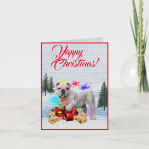 Anpassade Cute British Bulldog Yappy Julafton Card Kort