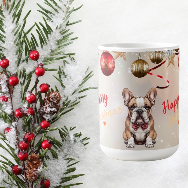 Anpassade Cute Bulldog Puppy jul Kaffemugg (Skapare uppladdad)