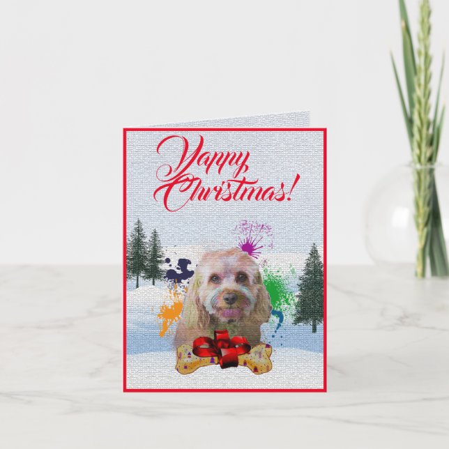 Anpassade Cute Cavapoo Hund Yappy Julafton Card Kort (Framsida)