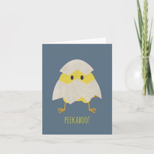 Anpassade Cute Chick Peeker genom ett krackat Kort (Framsida)