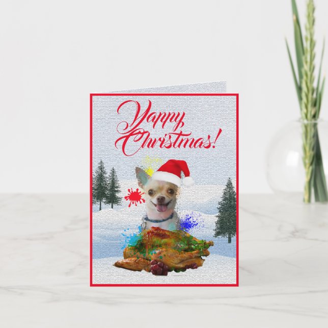 Anpassade Cute Chihuahua Hund Yappy Julafton Card Kort (Framsida)