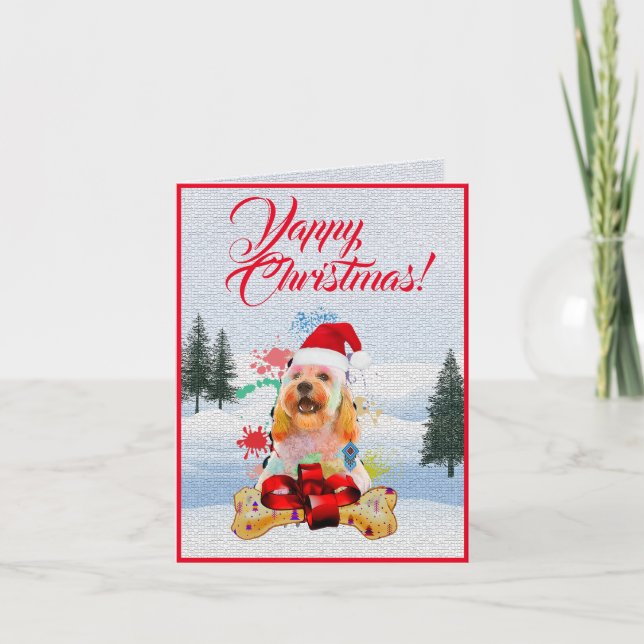 Anpassade Cute Cockapoo Hund Yappy Julafton Card Kort (Framsida)