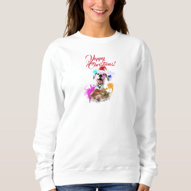 Anpassade Cute Dalmatian Hund Yappy jul T Shirt (Framsida)