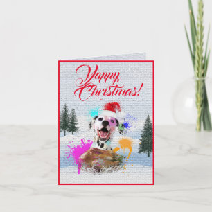 Anpassade Cute Dalmatian Hund Yappy Julafton Card Kort