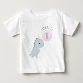 Anpassade Cute Dinosaur Birthday Baby T-Shirt