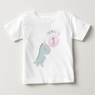 Anpassade Cute Dinosaur Birthday Baby T-Shirt