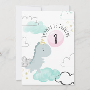 Anpassade Cute Dinosaur Birthday-inbjudan Inbjudningar