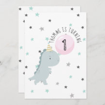 Anpassade Cute Dinosaur Birthday-inbjudan