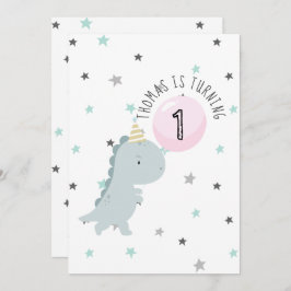 Anpassade Cute Dinosaur Birthday-inbjudan Inbjudningar