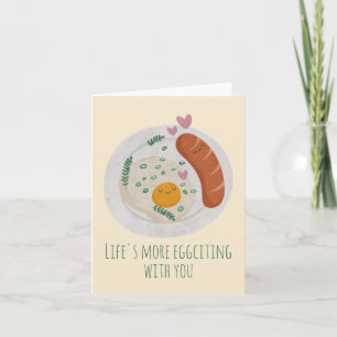 Anpassade Cute Egg och korv i Kärlek Anteckningskort