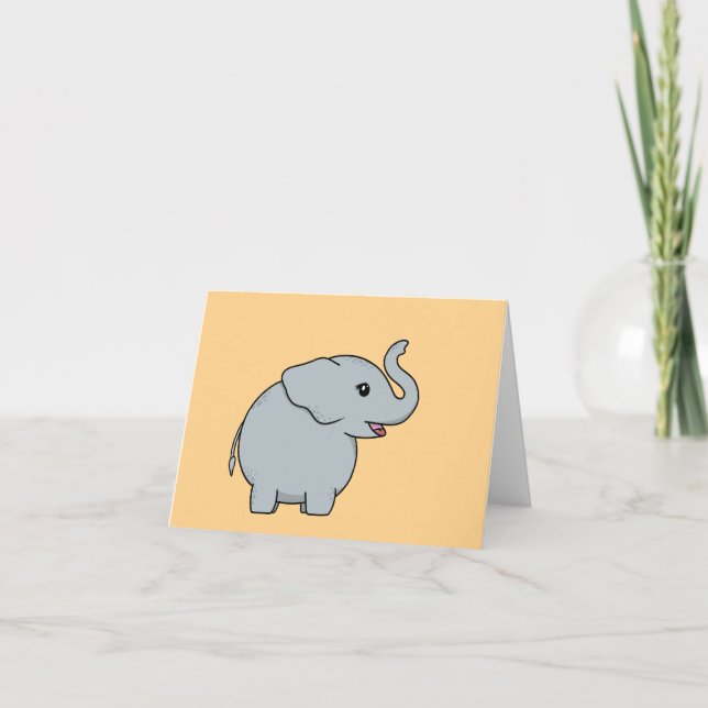 Anpassade Cute Elephant Card Helgkort (Framsida)