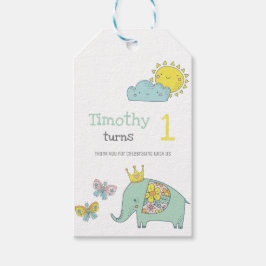 Anpassade Cute Elephant och Butterflies Presentetikett