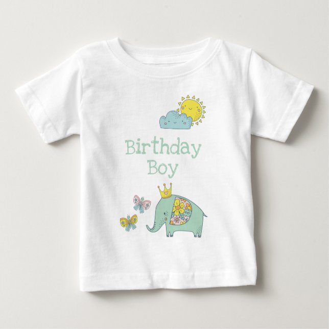 Anpassade Cute Elephant och Butterflies T Shirt (Framsida)
