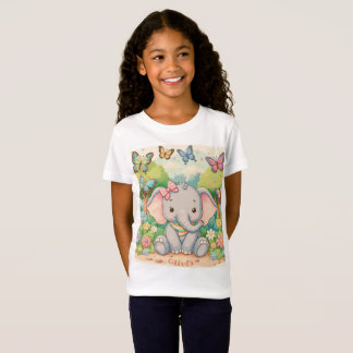 Anpassade Cute Elephant och Butterflies T Shirt