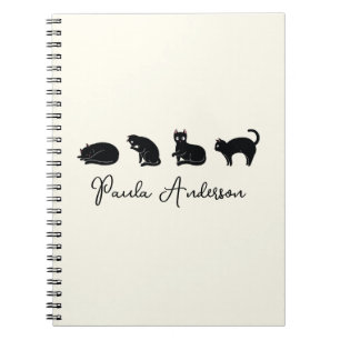 Anpassade Cute Funny Black Cat Anteckningsbok