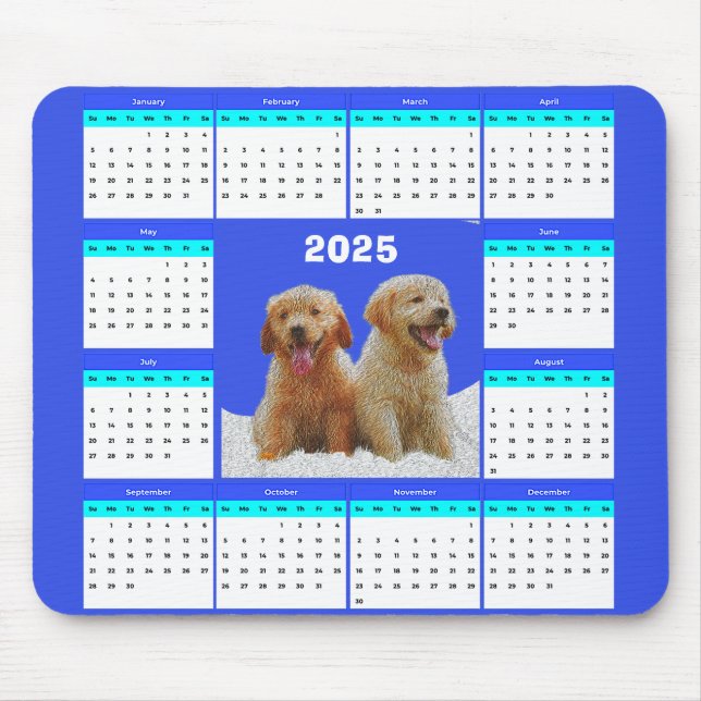 Anpassade Cute Golden Retriever Hund Calendar Musmatta (Framsidan)