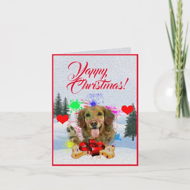 Anpassade Cute Golden Retriever-julkort Kort (Framsida)