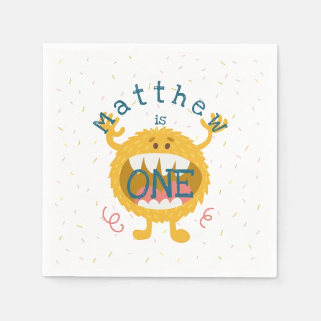 Anpassade Cute Gult Monster Pappersservett (Framsidan)