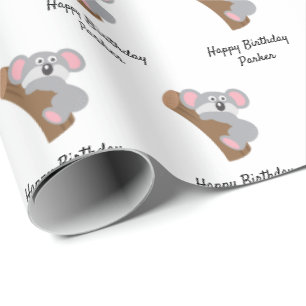 Anpassade Cute Koala Bear Barns födelsedag Gift Presentpapper