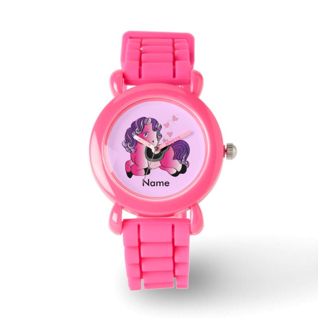 Anpassade Cute lycklig lilla hästponny Armbandsur (Framsida)