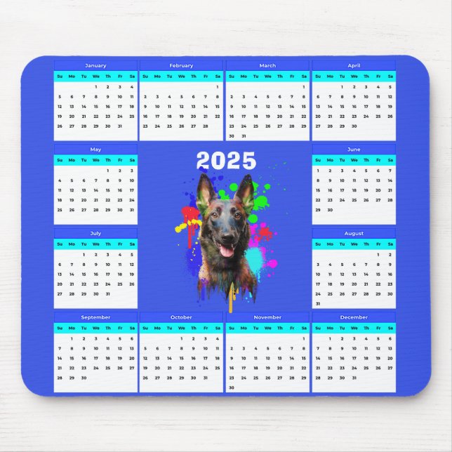 Anpassade Cute Malinois Hund Calendar Musmatta (Framsidan)
