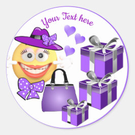 Anpassade Cute Mode Emoji med köp Runt Klistermärke