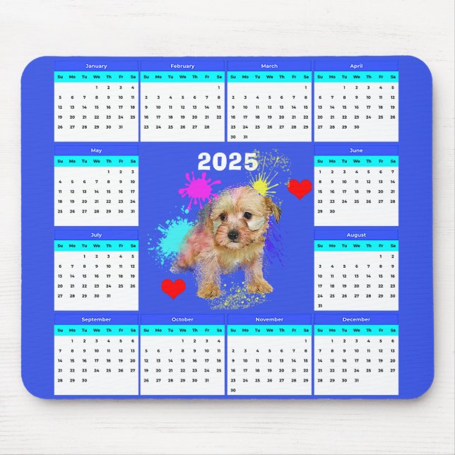 Anpassade Cute Morkie Hund Calendar Musmatta (Framsidan)