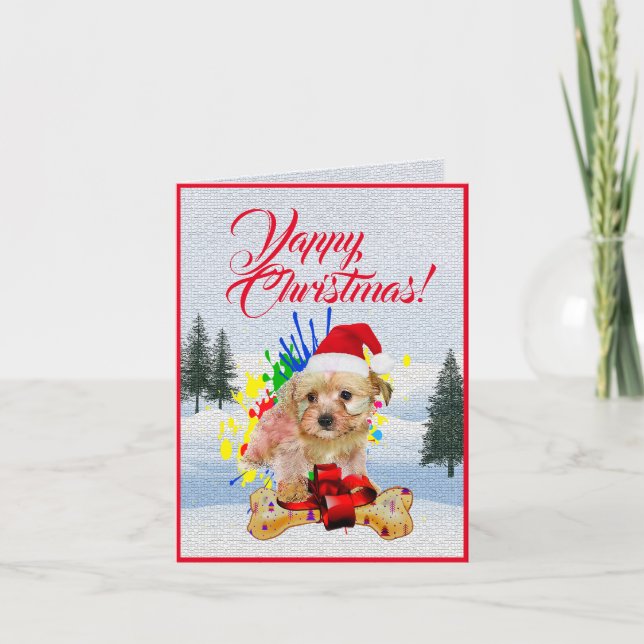 Anpassade Cute Morkie-Hund julkort Kort (Framsida)