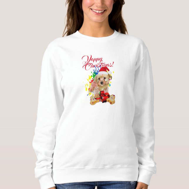 Anpassade Cute Morkie Hund Yappy jul T Shirt (Framsida)